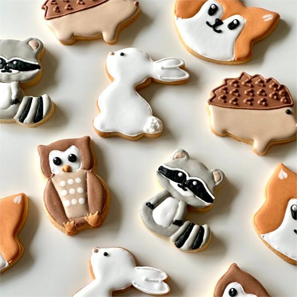 Woodland Friends — owl, fox, raccoon and bunny sugar cookies